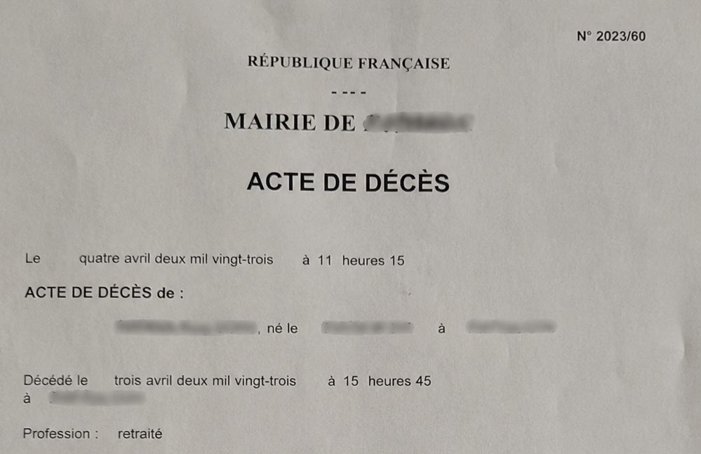 Traduction assermentée — ACTE DE DÉCÈS
